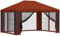 vidaXL Paviljoen met zijwanden 4 x 3 m Terracotta Polyester en Staal