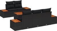 vidaXL Tuinbank Set 6-delig Zwart Polyrotan