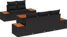 vidaXL Tuinbank Set 6-delig Zwart Polyrotan