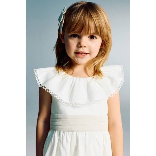 Mango Kids linnen zomerjurk wit