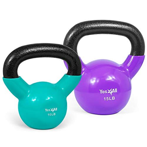 Yes4All Combo Special: Vinyl Gecoate Kettlebell Gewichtssets - 10-15 lbs (Multicolor)