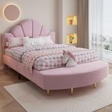 ZKOO B.V. Lit rembourré - Canapé-lit en velours - 140 x 200 cm - Rose