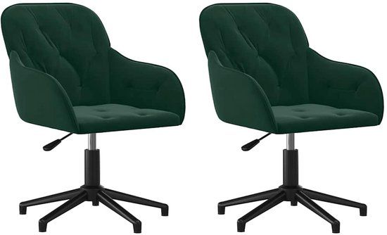 VidaXL Eetkamerstoelen draaibaar 2 stuks fluweel donkergroen