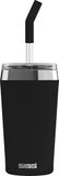 Sigg - Thermosbeker - Travel Mug Helia Peaceful Black - Met herbruikbaar glazen rietje en reinigingsborstel - Lekvrij - BPA-vrij - 18/8 roestvrij staal - Zwart - 0,45L