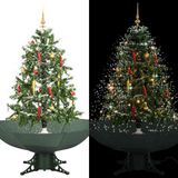 vidaXL - Sapin de Noël - enneigé - avec - pied parapluie - 140 - cm - vert