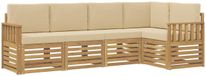 vidaXL Salon de jardin 5 pièces Blanc et Beige Polyester