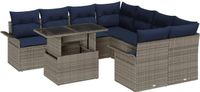 vidaXL Tuinbank Set 9 st Grijs Poly Rattan