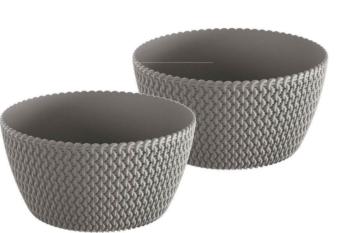 Prosperplast Splofy Low Coupe Bloempot - 24cm - Steengrijs (2 stuks)