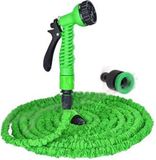 Tuyau d'arrosage vert flexible de 15 mètres avec une tête de pulvérisation à 7 positions
