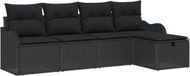 vidaXL Banc de jardin 5 pièces polyrattan noir
