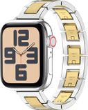 By Qubix - Slim Stainless Steel Quick-Release Band (Small) - Silver with Gold - Compatible with Apple Watch 38mm/40mm/41mm/42mm