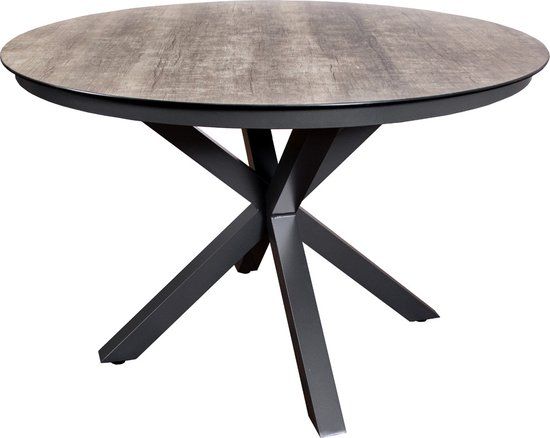 SenS-Line Tuintafel Rond ø120cm - Antraciet Keramiek - 4 Personen