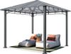 TOOLPORT Pavillon de jardin 3x3 m, cadre en aluminium, toit en polycarbonate d'environ 8 mm