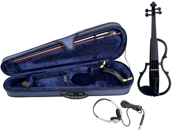 GEWA GS401.647 elektrische viool set met strijkstok en softcase, zwart