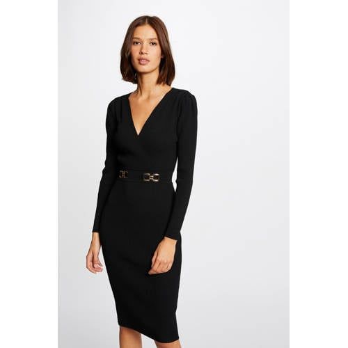 Morgan Ribbed Dress Black