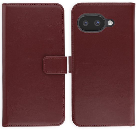 Selencia Echt Lederen Bookcase - Geschikt voor Google Pixel 9a - Burgundy