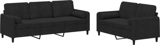 vidaXL 2-delige Loungeset met kussens fluweel zwart