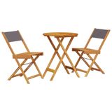 vidaXL 3-delige Bistroset stof en massief hout antracietkleurig