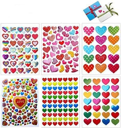 Dream Loom Hartstickers, 60 vellen hartjes, liefdesstickers, decoratieve stickers voor scrapbooking, Valentijnsdag, bruiloft (kleurig)