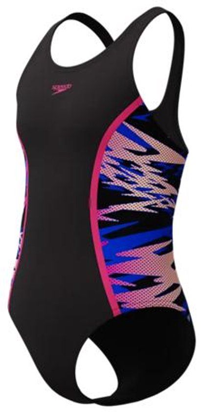 Speedo H-Boom Splice Muscleback 1 Piece Meisjes Sportbadpak - Zwart/Roze