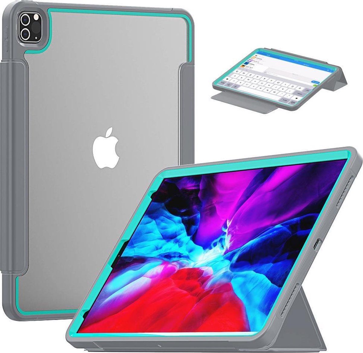 Case2go Apple iPad Pro 12.9 (2018/2020) Hoes / - / - / Licht Blauw/Grijs