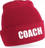 Bellatio Decorations Coach muts volwassenen - rood - coach - wintermuts - beanie - one size - unisex