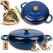 Hage Braadpan Geëmailleerde Gietijzeren Braadpan Blauw 3L Ø30cm