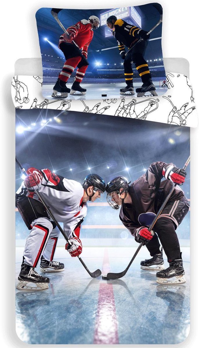 Sport Dekbedovertrek Ijshockey - Eenpersoons -140x200cm
