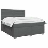 vidaXL Boxspringbed met matras, donkergrijs, 140 x 190 cm, stof