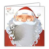 Afie 23002 vierkante kaart kerstman vrolijke baard zilver glanzende gespen hoed muts pompon bril afsluitvast - met witte envelop