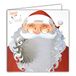 Afie 23002 vierkante kaart kerstman vrolijke baard zilver glanzende gespen hoed muts pompon bril afsluitvast - met witte envelop