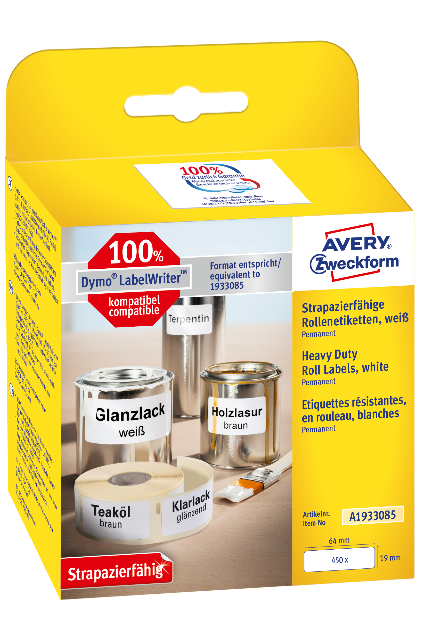 Avery Etiketten Wit 6,4 x 1,9 cm Direct Thermisch A1933085