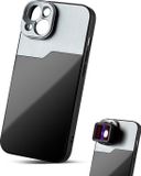MOJOGEAR 17mm lens case voor iPhone 14 – Schroefdraad voor macrolens, telelens, anamorphic lens of DOF-adapter – Stevig hoesje – Zwart/Grijs