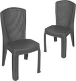Garronda 2x Tuinstoel, stapelbaar, rotanlook, antraciet, GD-0271