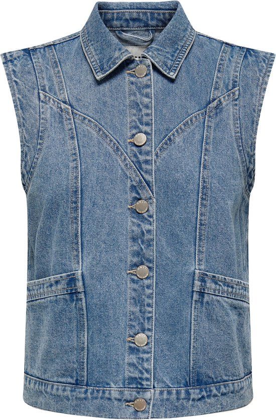 ONLY ONLKENNEDY SL DNM WAISTCOAT BJ - Denim Vest - Medium Blue - Women's Size M