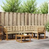 vidaXL - Hoekbank - 6-delig - Natuurlijk en Beige - Acacia Hout