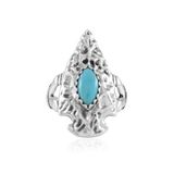 Cavill - 925 Sterling Zilveren Ring - Turkoois Marquise Cabochon 0,72 ct - Boho Stijl - Geoxideerd - Desert Chic - Natuurlijke Rustieke Look