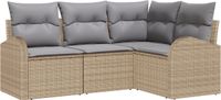 vidaXL Tuinbank Set 4-delig Beige/Lichtgrijs Polyrotan