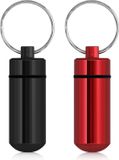 kwmobile 2 pillendoosje sleutelhanger in zwart / rood
