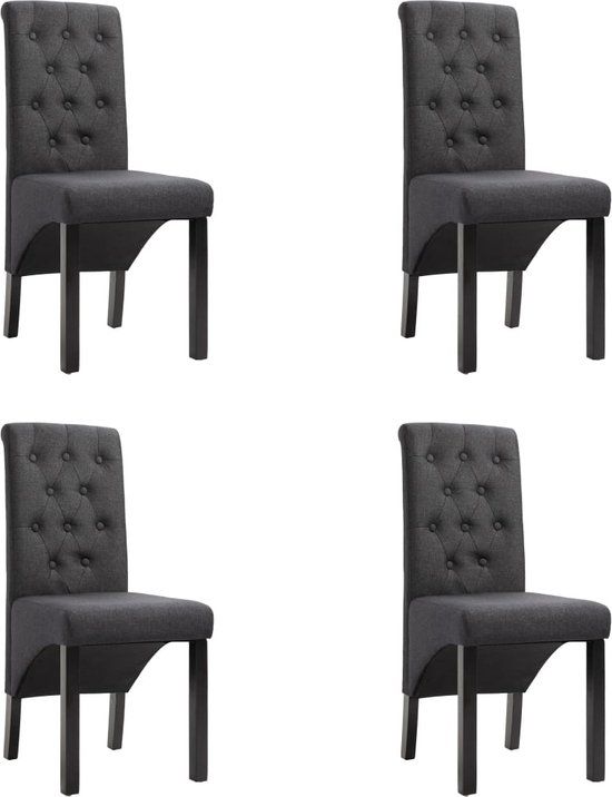 vidaXL Eetkamerstoelen 4 stuks stof donkergrijs