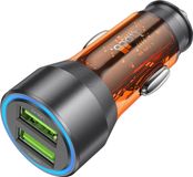 HOCO chargeur de voiture, 2 x USB, QC 18W, NZ12, transparent orange