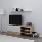 Homemania TV-kast, melamine, wit, eiken