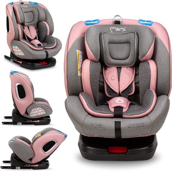 MoMi autostoel Tordi 360° draaibaar - met isoFix Roze (0-36kg)