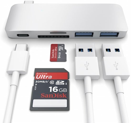 AFINTEK USB-C hub met 2x USB en SD slot geschikt voor MacBook