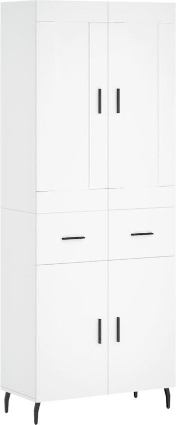 vidaXL Hoge kast 69,5x34x180 cm bewerkt hout wit