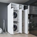 Roomart DORA-II Wasmachine Ombouwkast 115x230 cm met Opzetkast - Wit