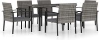 vidaXL 7-delige Tuinset Poly Rattan Grijs