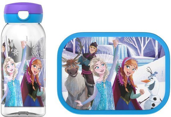 Mepal Lunchset Campus - 600 + 750 ml - Broodtrommel en Drinkbeker voor kinderen - Bento box - Drinkfles met flipdop - Frozen Friends