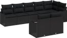 vidaXL Tuinbank Set Zwart Poly Rattan 4 Zitplaatsen Hoek Loungeset