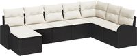 vidaXL Tuinbank Set 8-delig Zwart Polyrattan